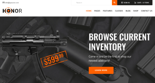 Plantillas WordPress para crear una tienda de armería online